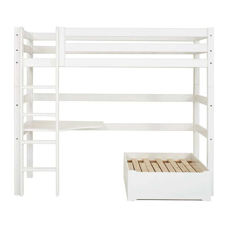 Hoppekids ECO Luxe - MEGA Seng m. Lounge Modul og Bordplade - 90x200 cm. - Fleksibel Indlægsbund - Hvid