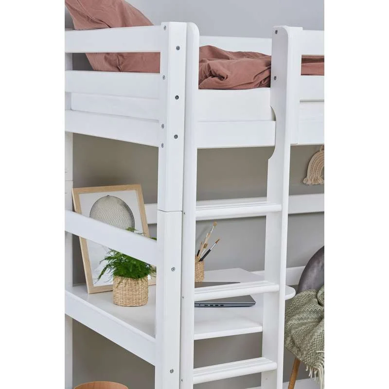 Hoppekids ECO Luxe - MEGA Seng m. Lounge Modul og Bordplade - 90x200 cm. - Fleksibel Indlægsbund - Hvid