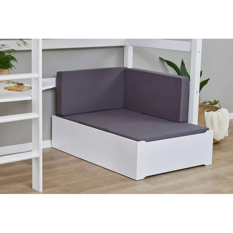Hoppekids ECO Luxe - MEGA Seng m. Lounge Modul og Bordplade - 90x200 cm. - Fleksibel Indlægsbund - Hvid