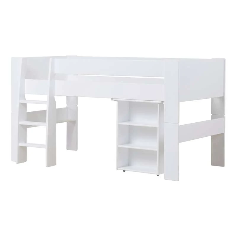 Hoppekids PUUR - Halvhøj Seng m. Skrivebord - 90x200 cm - Hvid