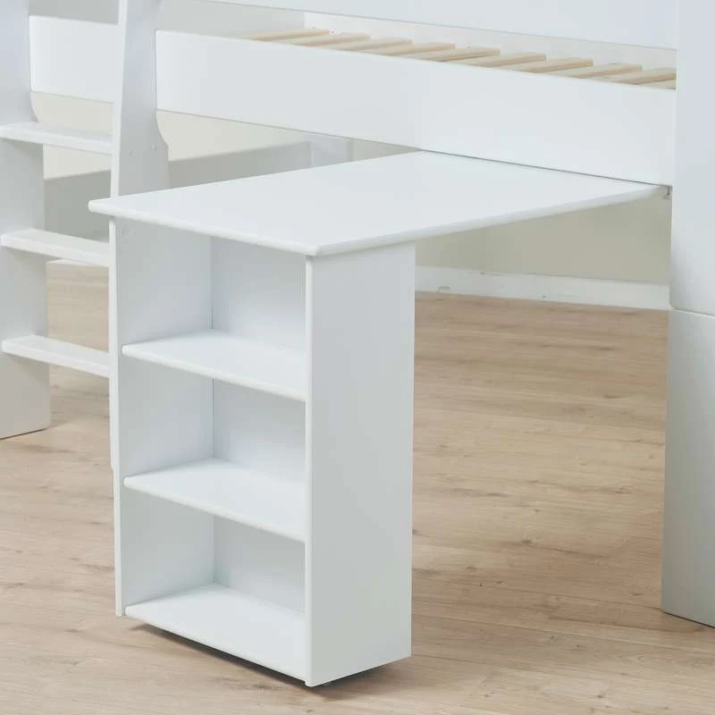 Hoppekids PUUR - Halvhøj Seng m. Skrivebord - 90x200 cm - Hvid