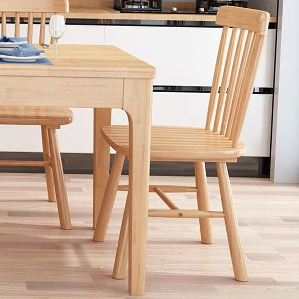 Minimalist Brown Standaard Dining Set Rectangle Shape Solid Wood Dining Set 4 Legs Table 47