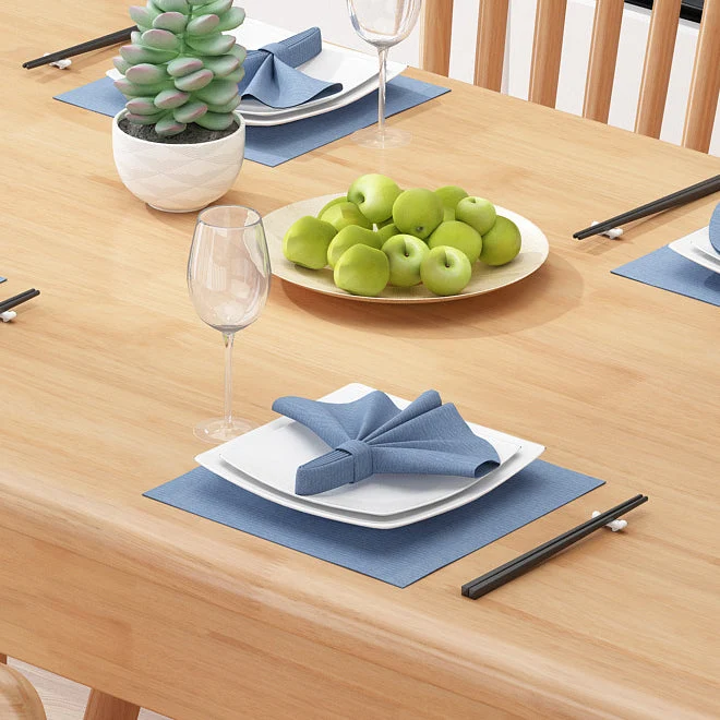 Minimalist Brown Standaard Dining Set Rectangle Shape Solid Wood Dining Set 4 Legs Table 47