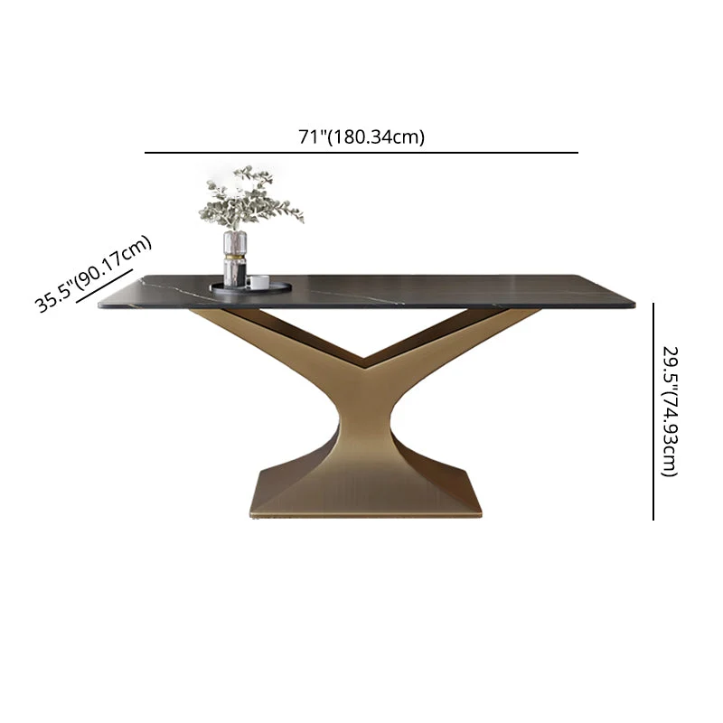 Minimalist Dining Room Set Sintered Stone Top and Gouden Base Formal Table Set 55