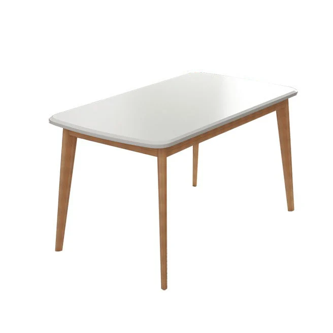Minimalist White Rectangle Shape Dining Set Solid Wood Gebruikelijk Dining Set 4 Legs Base 39