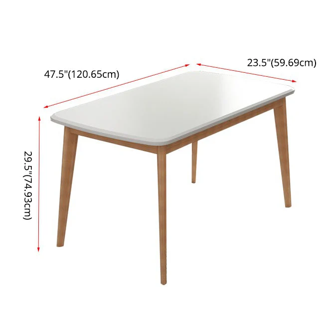 Minimalist White Rectangle Shape Dining Set Solid Wood Gebruikelijk Dining Set 4 Legs Base 39
