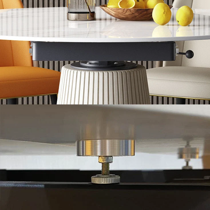 Modern Dining Room Set Standard Height Sintered Stone Top and Parelmoer Leg Formal Table Set 51
