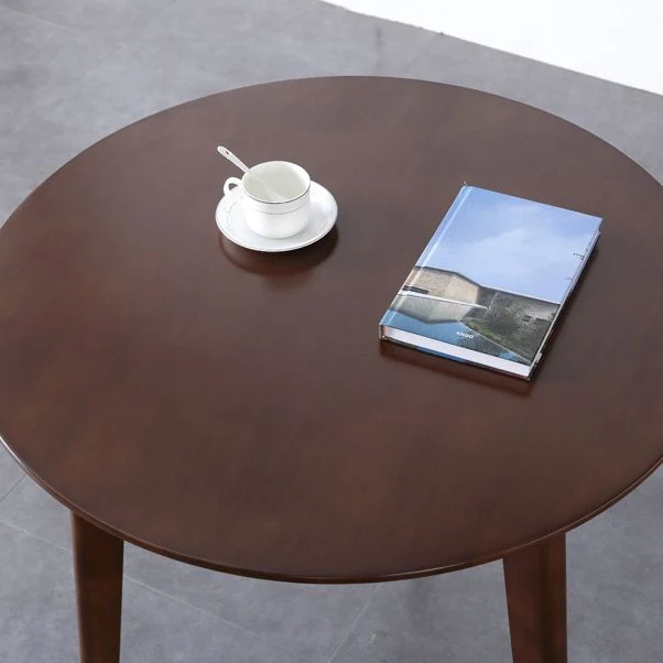 Modern Style Solid Wood Taupe Dining Room Set Round Table Formal Dining Table Furniture 27