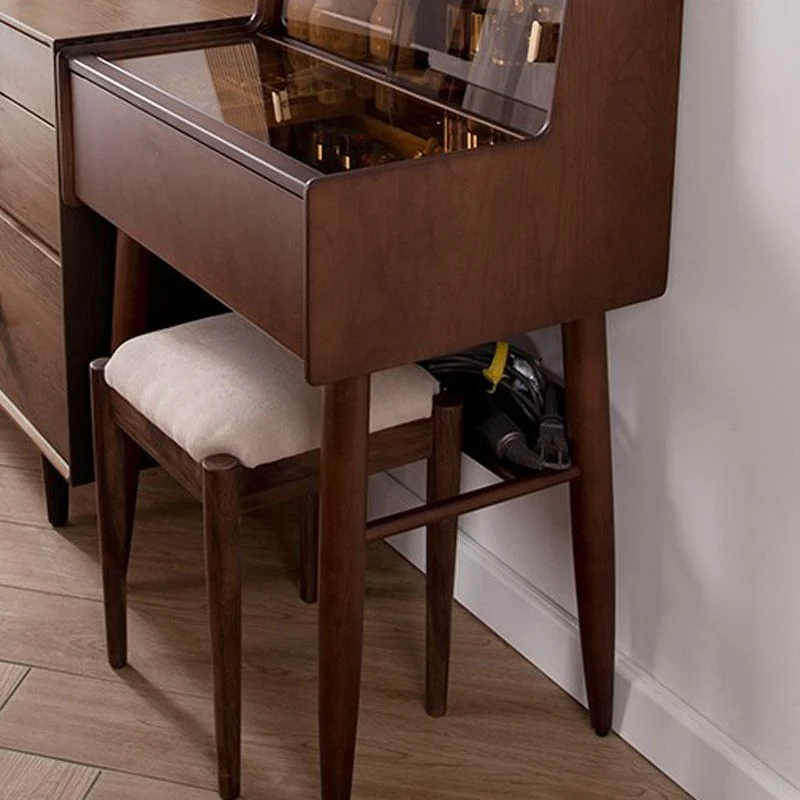 Modern Vanity Table and Stool Set Houten and Glass Drawer Vanity Desk 23