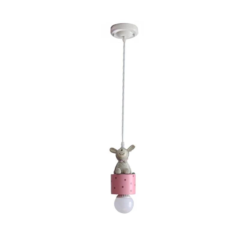 Resin Animal Suspension Light Dining Room Corridor Contemporary Kids Pendant Light Pink