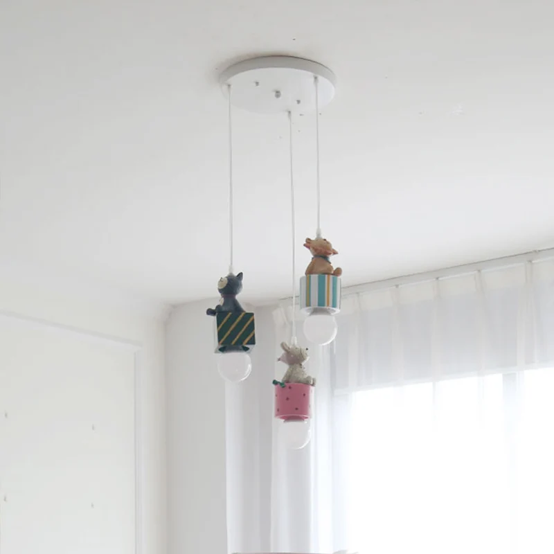 Resin Animal Suspension Light Dining Room Corridor Contemporary Kids Pendant Light Pink