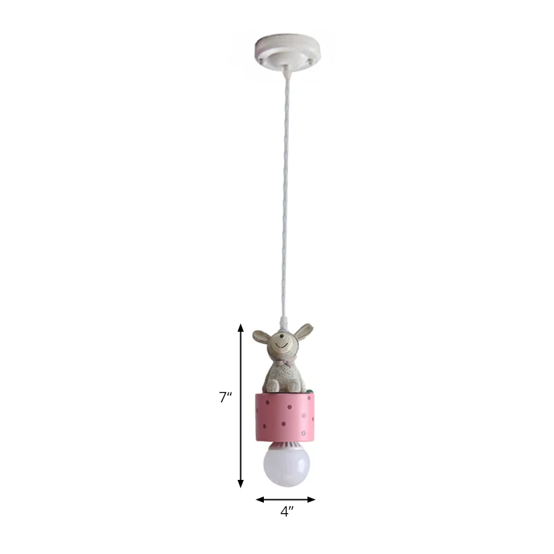 Resin Animal Suspension Light Dining Room Corridor Contemporary Kids Pendant Light Pink