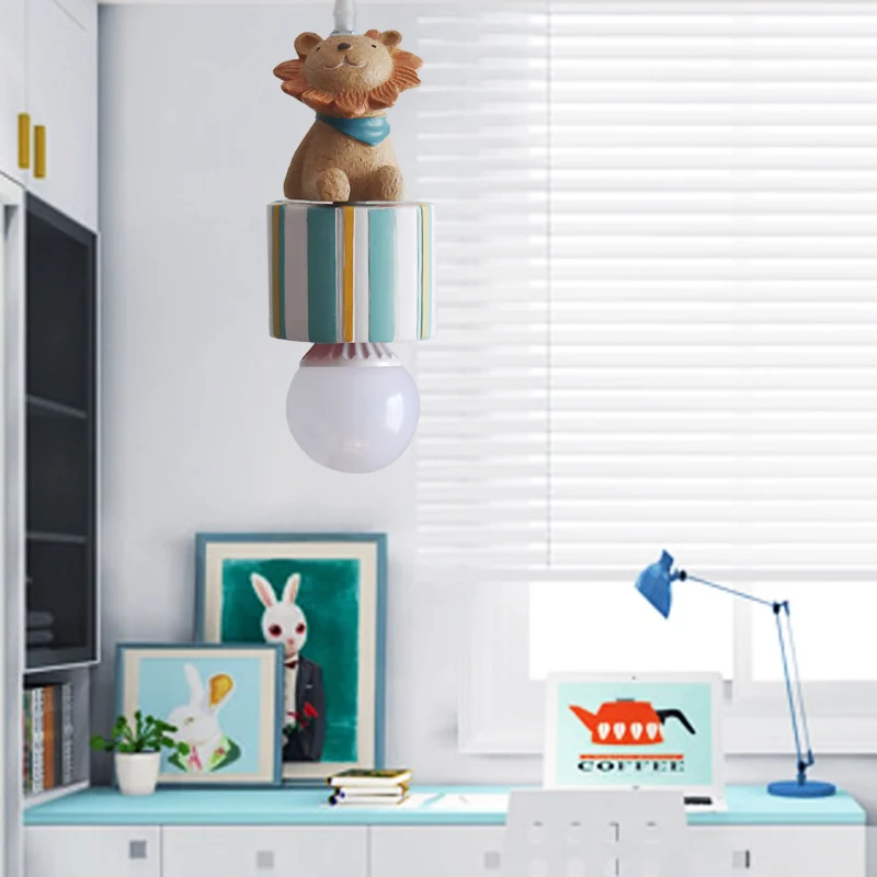 Resin Animal Suspension Light Dining Room Corridor Contemporary Kids Pendant Light Pink