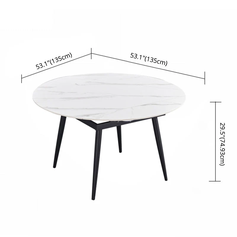 Round Standard Sintered Stone Top Dining Set 4 Koolzwart Metallic Legs Dining Furniture 47