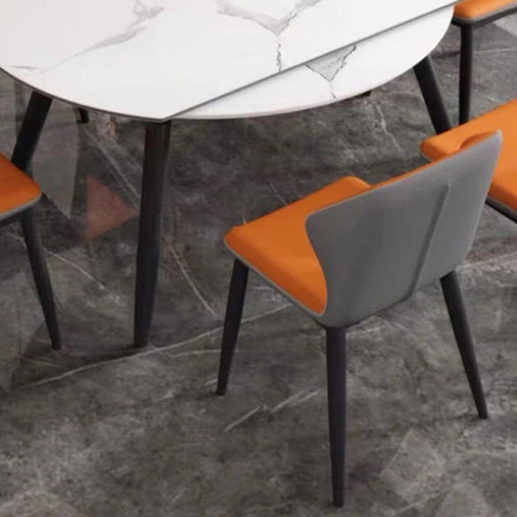Round Standard Sintered Stone Top Dining Set 4 Zwart Metallic Legs Dining Furniture 47