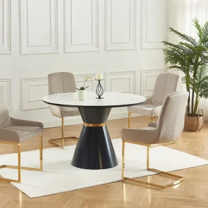 Set van 6 stoelen fluweel en metaal - Natuurtint - BERLONA