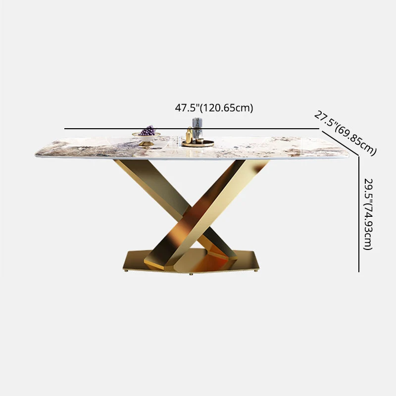Standard Sintered Stone Top Dining Set 1 Verguld Metallic Legs Dining Furniture 47