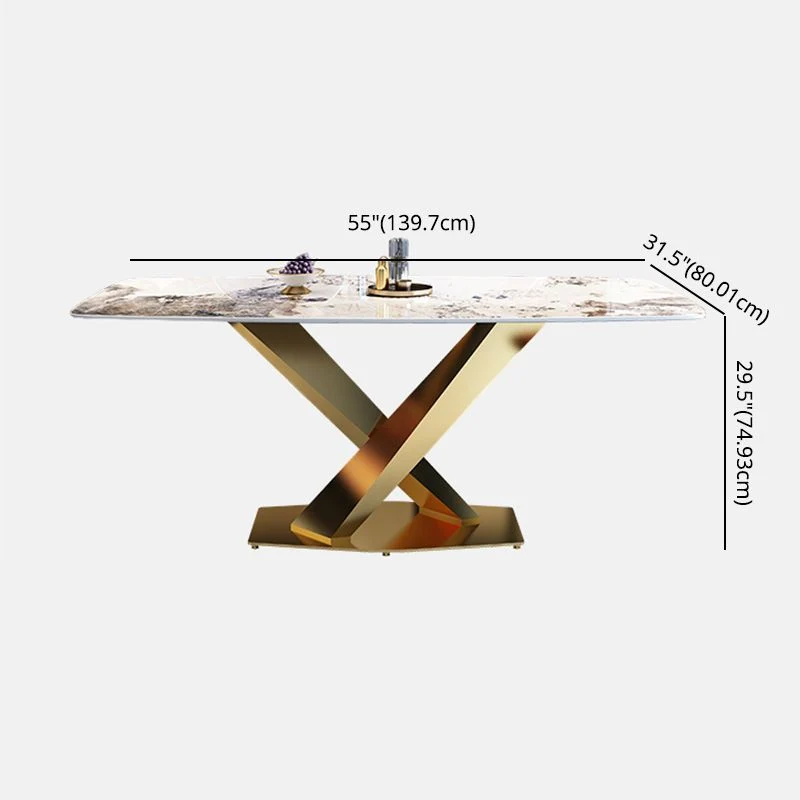 Standard Sintered Stone Top Dining Set 1 Verguld Metallic Legs Dining Furniture 47