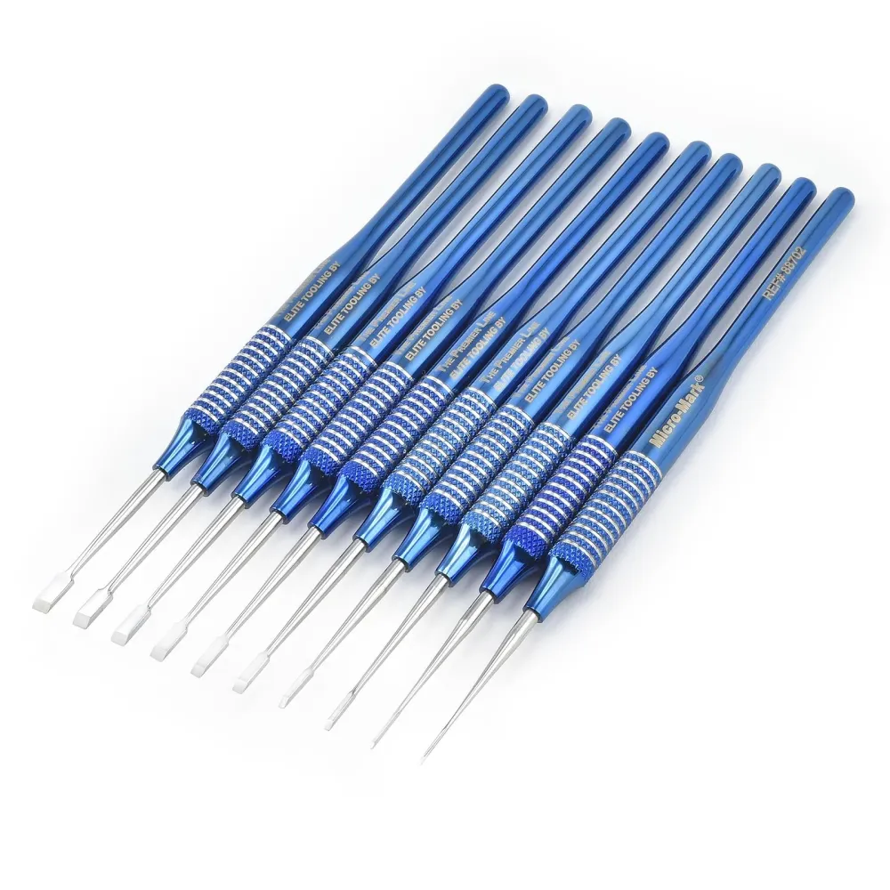 10 PC. Straight “Premier Elite” Titanium-Plated Fijn Chisel Set Micro-Mark