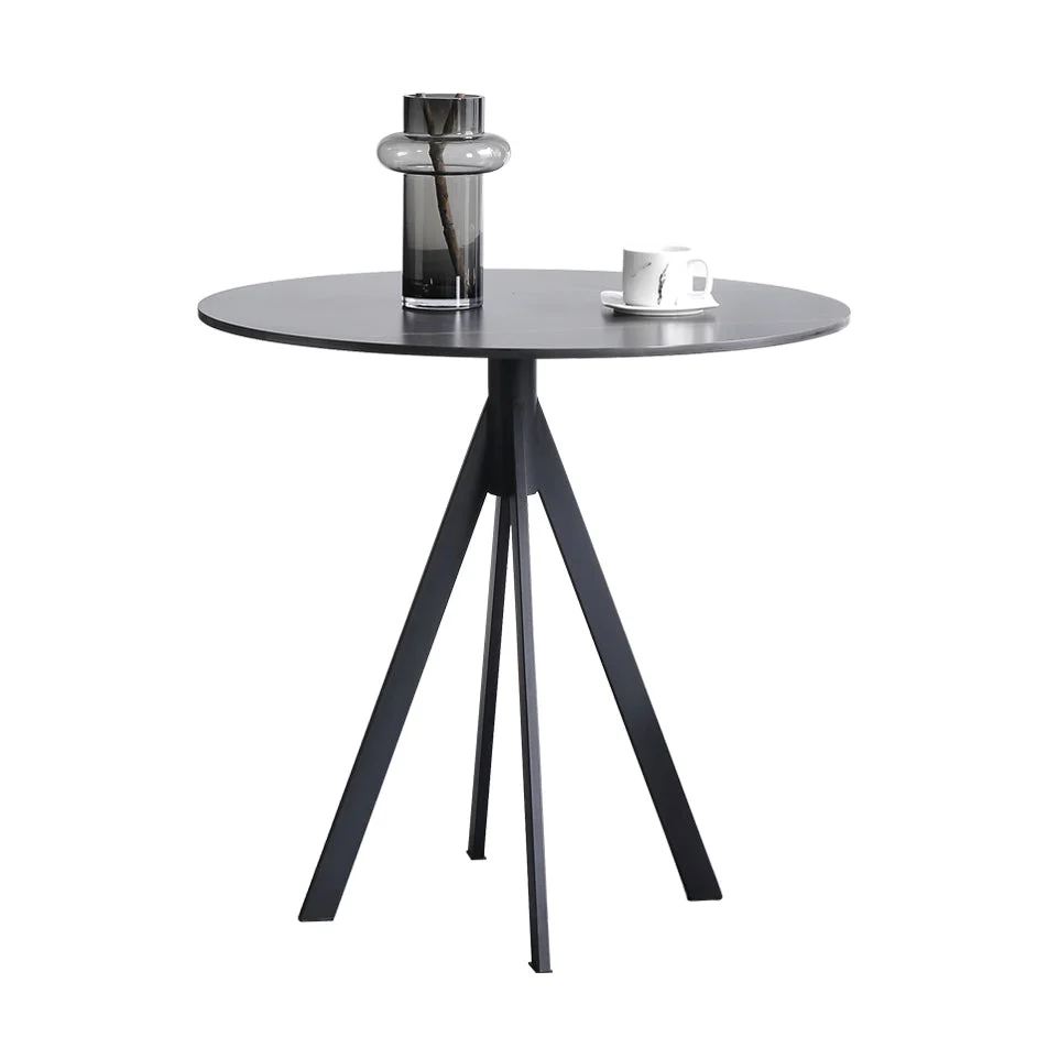 Strak Style Sintered Stone Black Dining Room Set Round Table Formal Dining Table Furniture 23