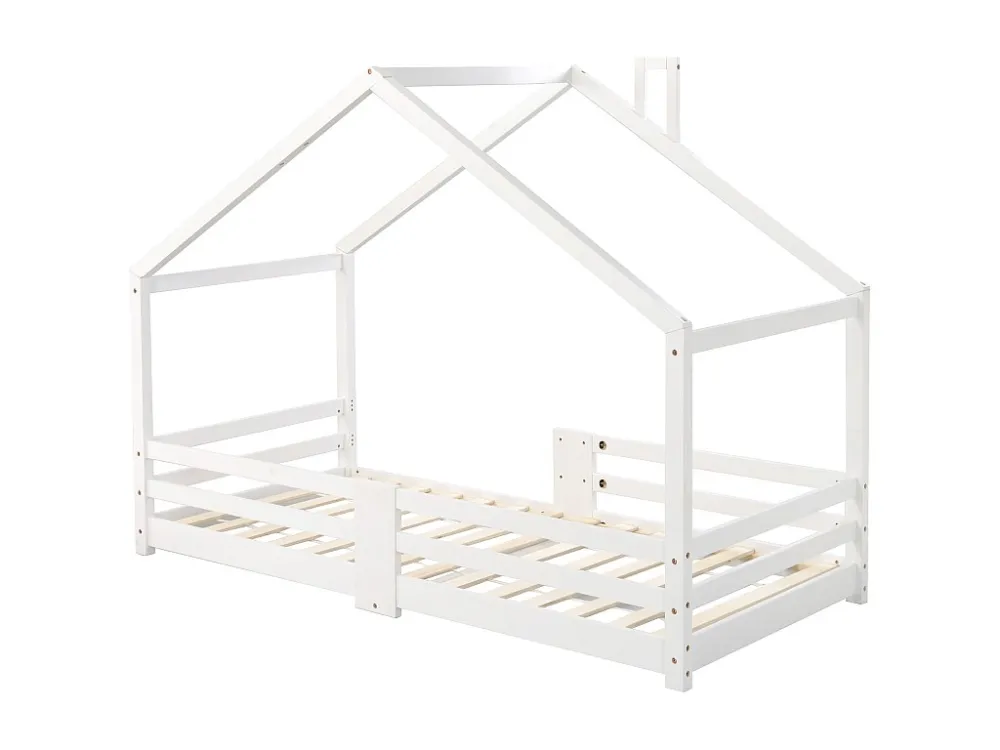Kinderhutbed - 90 x 200 cm - grenen - hek en lattenbodem - wit