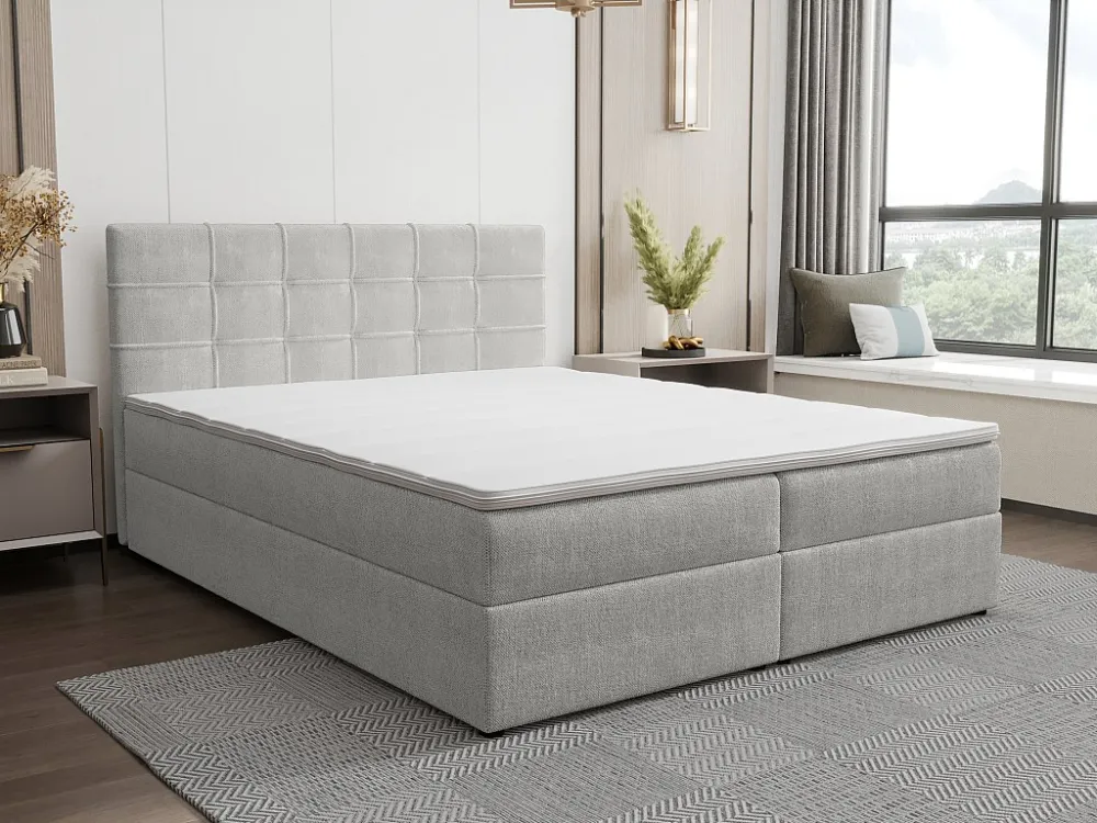 Set bed met bedbodem met opbergruimte - 160 x 200 cm - Stof - Grijs - KIDA van YSMÉE