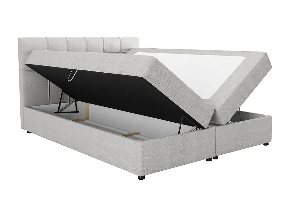 Set bed met bedbodem met opbergruimte - 160 x 200 cm - Stof - Grijs - KIDA van YSMÉE