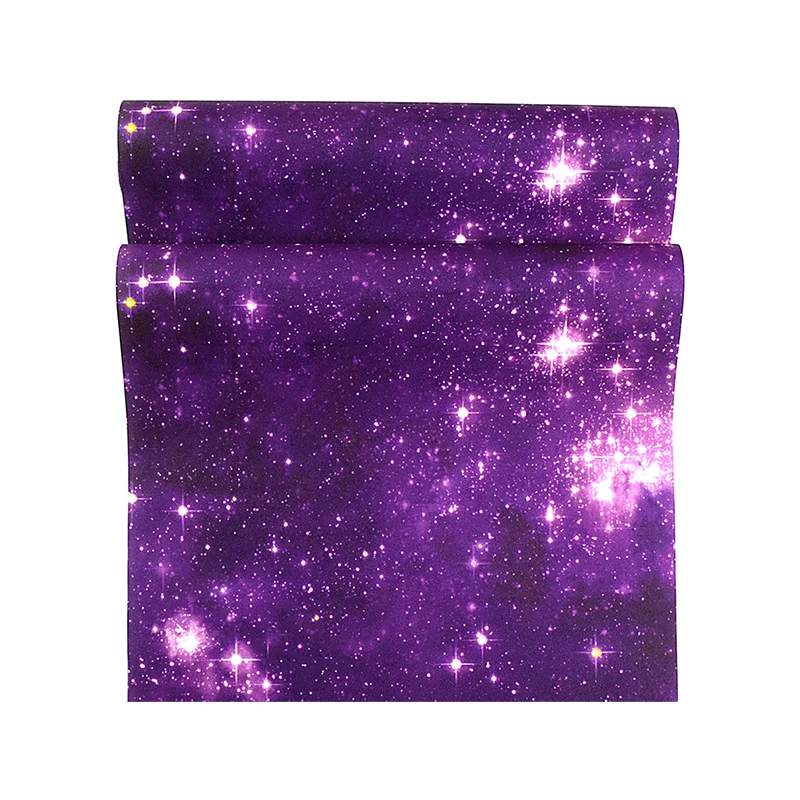 31'L x 20,5"W vlekbestendig niet-geplakt sprankelende sterren PVC-behang voor kinderen lichte kleuren