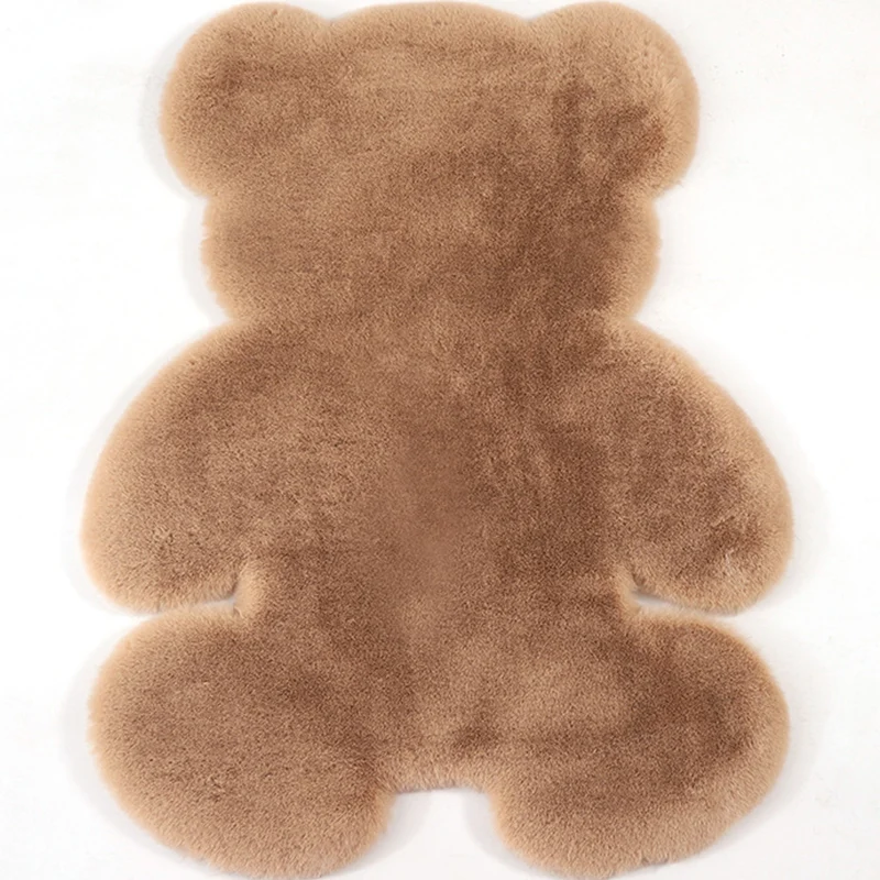 Bear Shaped Plain Rug Meerkleurig Cartoon Rug Artificial Wool Easy Care Rug Kids Bedroom Yellow