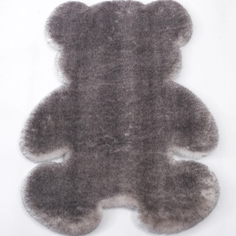 Bear Shaped Plain Rug Meerkleurig Cartoon Rug Artificial Wool Easy Care Rug Kids Bedroom Yellow