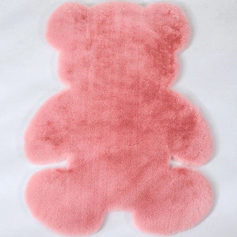 Bear Shaped Plain Rug Meerkleurig Cartoon Rug Artificial Wool Easy Care Rug Kids Bedroom Yellow