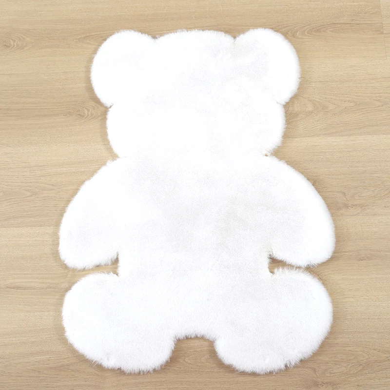 Bear Shaped Plain Rug Meerkleurig Cartoon Rug Artificial Wool Easy Care Rug Kids Bedroom Yellow