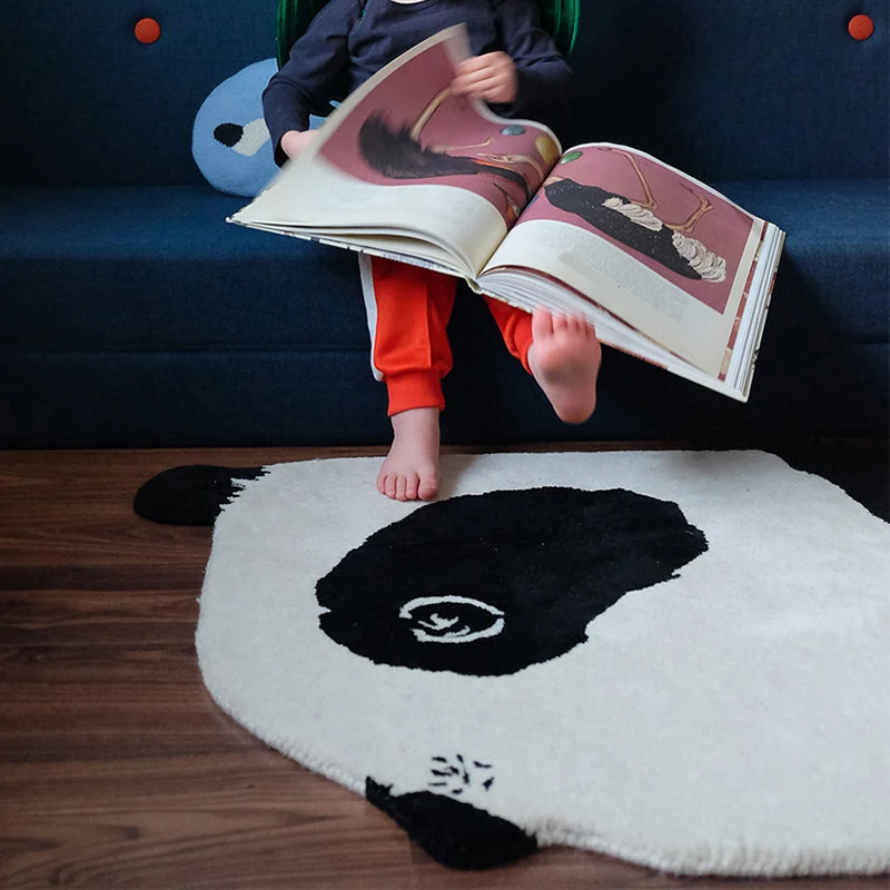 Cute Cartoon Animal Gestreept Rug Multi-Color Cotton Blend Rug Anti-Slip Backing Carpet Childrens Bedroom Dark