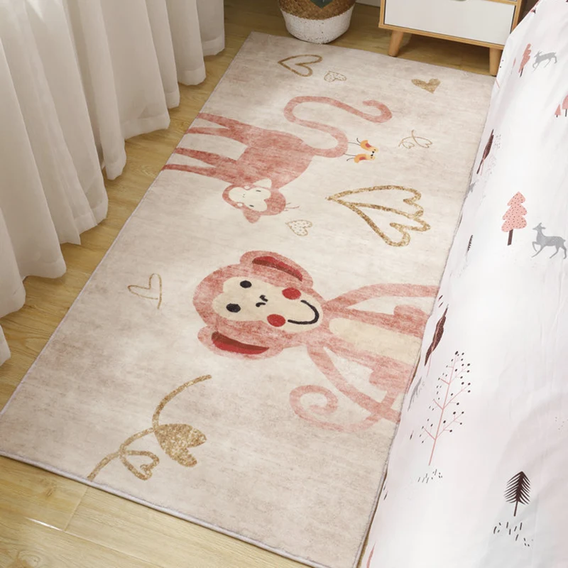 Cute Cartoon Gemotiveerd Rug Multicolor Polypropylene Indoor Rug Non-Slip Easy Care Area Carpet Childrens Room Pink