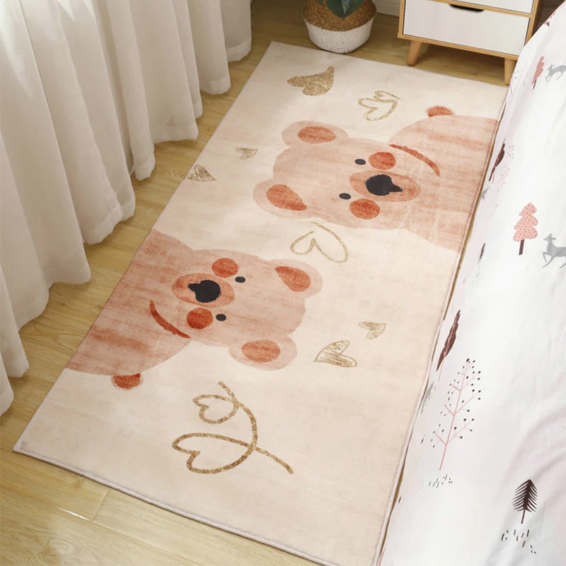 Cute Cartoon Gemotiveerd Rug Multicolor Polypropylene Indoor Rug Non-Slip Easy Care Area Carpet Childrens Room Pink