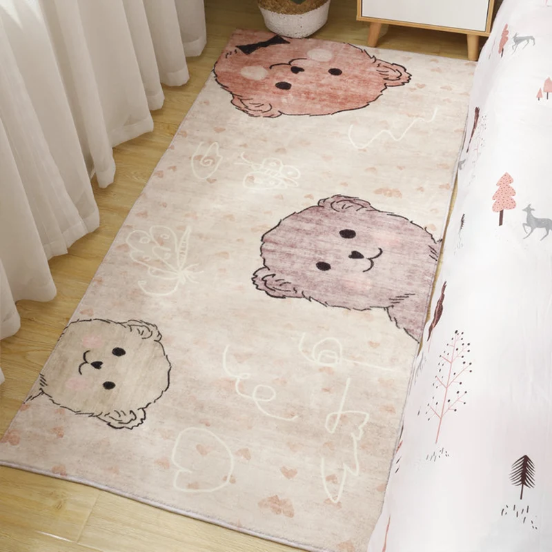 Cute Cartoon Patterned Rug Meerkleurig Polypropylene Indoor Rug Non-Slip Easy Care Area Carpet Childrens Room Pink