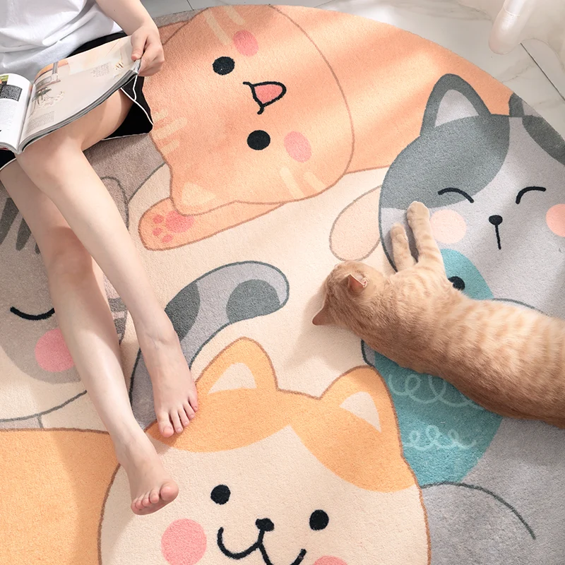 Cute Cartoon Print Rug Veelvoudig Color Polyster Carpet Washable Easy Care Non-Slip Indoor Rug Kids Room Yellow