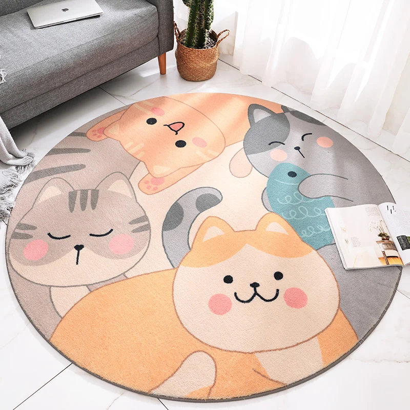 Cute Cartoon Print Rug Veelvoudig Color Polyster Carpet Washable Easy Care Non-Slip Indoor Rug Kids Room Yellow