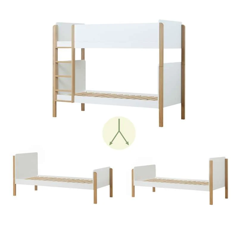Hoppekids BLEND - 2-i-1 Køjeseng m. Udtræksseng - 90x200 cm - Egetræ