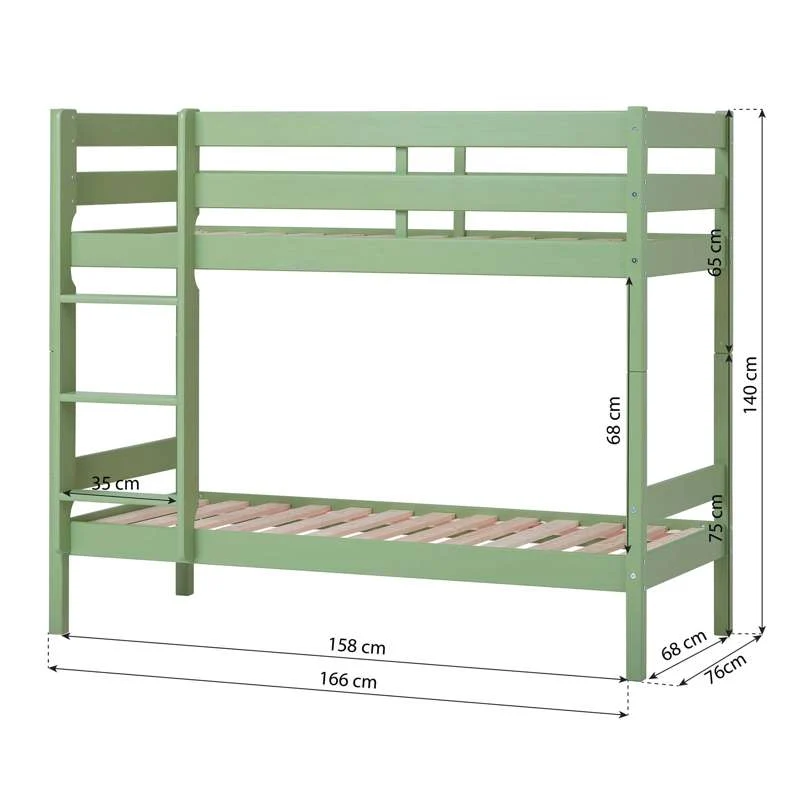 Hoppekids ECO Comfort - Stapelbed (Diverse Maten) - Pale Appelgroen