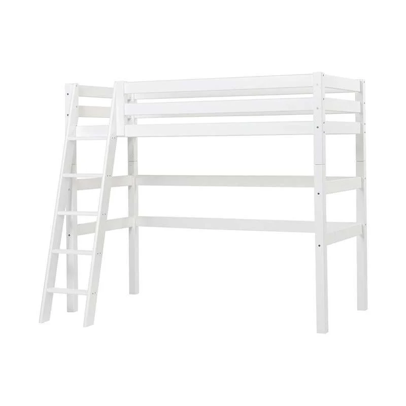 Hoppekids ECO Exclusief - Hoogslaper - 90x200 cm. - Schuine Ladder - Wit
