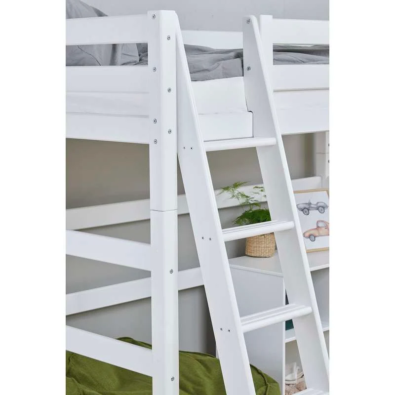 Hoppekids ECO Exclusief - Hoogslaper - 90x200 cm. - Schuine Ladder - Wit