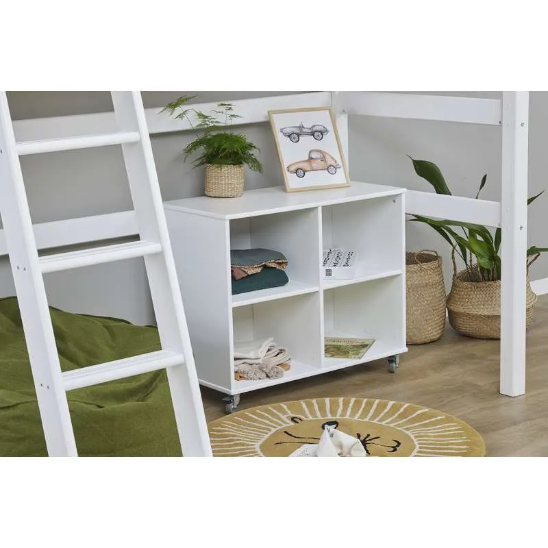 Hoppekids ECO Kostbaar - Hoogslaper - 90x200 cm. - Schuine Ladder - Flexibele Inlegbodem - Wit
