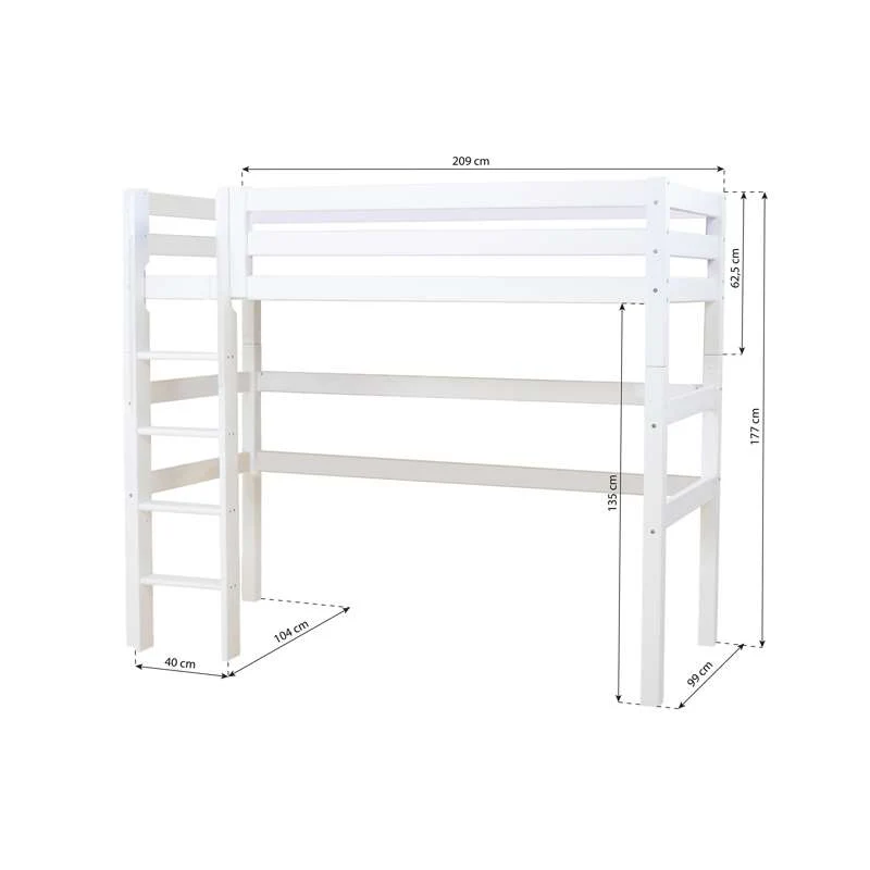 Hoppekids ECO Kostbaar - Hoogslaper - 90x200 cm. - Wit