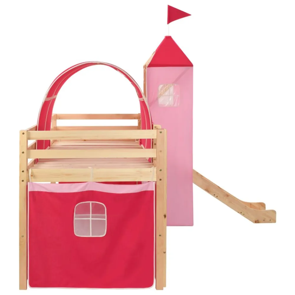 Kinderhoogslaper met glijbaan en ladder grenenhout 208x230 cm