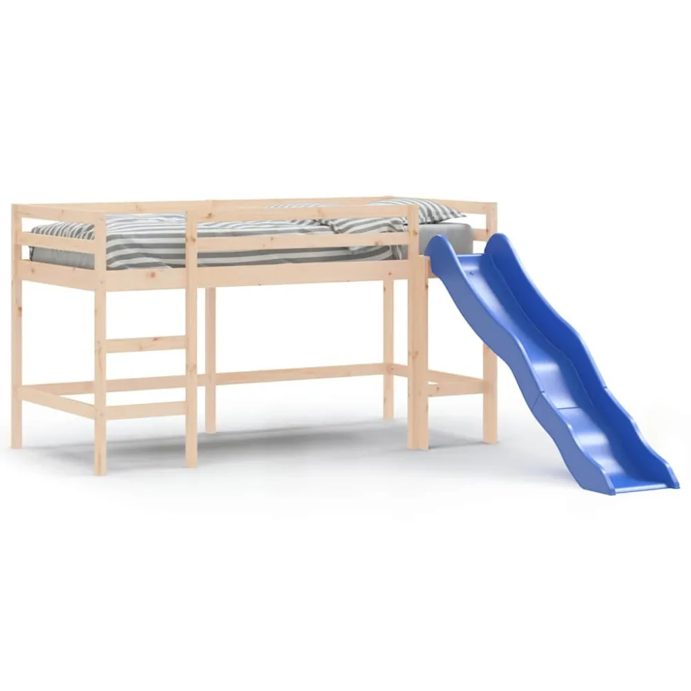 Kinderhoogslaper met glijbaan massief grenenhout 80x200 cm