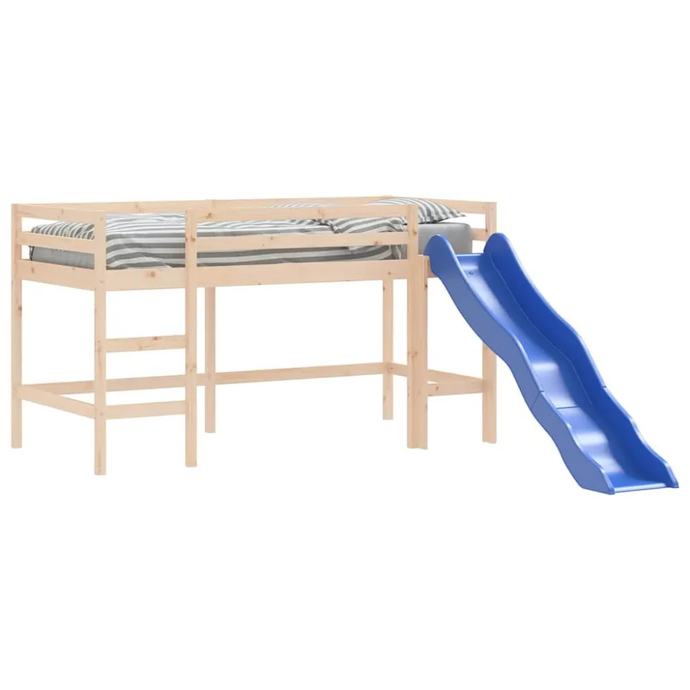 Kinderhoogslaper met glijbaan massief grenenhout 80x200 cm