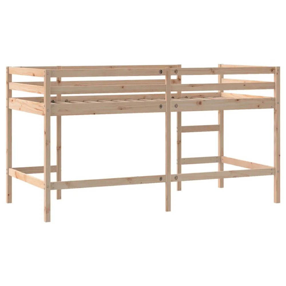 Kinderhoogslaper met ladder 80x200 cm massief grenenhout