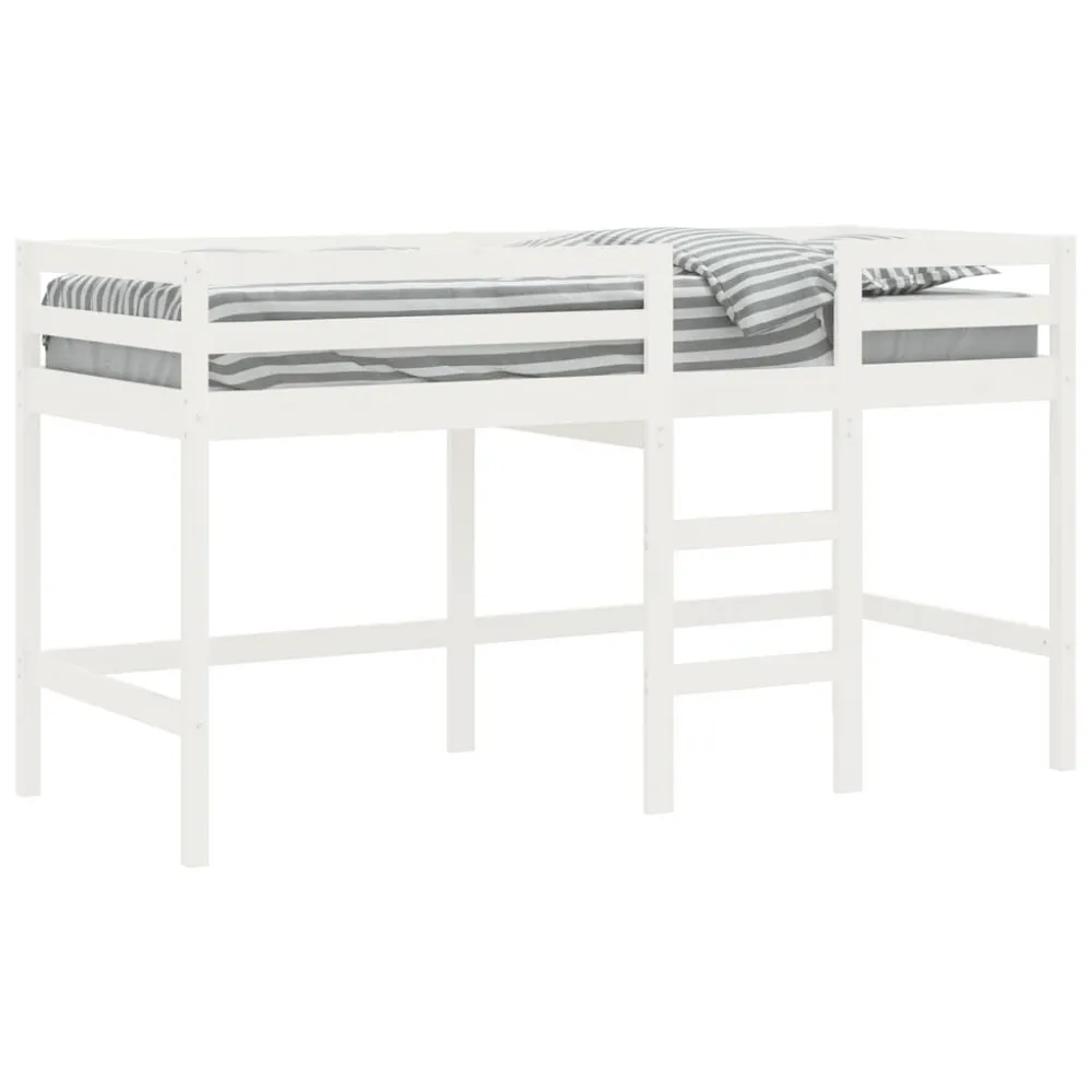 Kinderhoogslaper met ladder 80x200 cm massief grenenhout wit