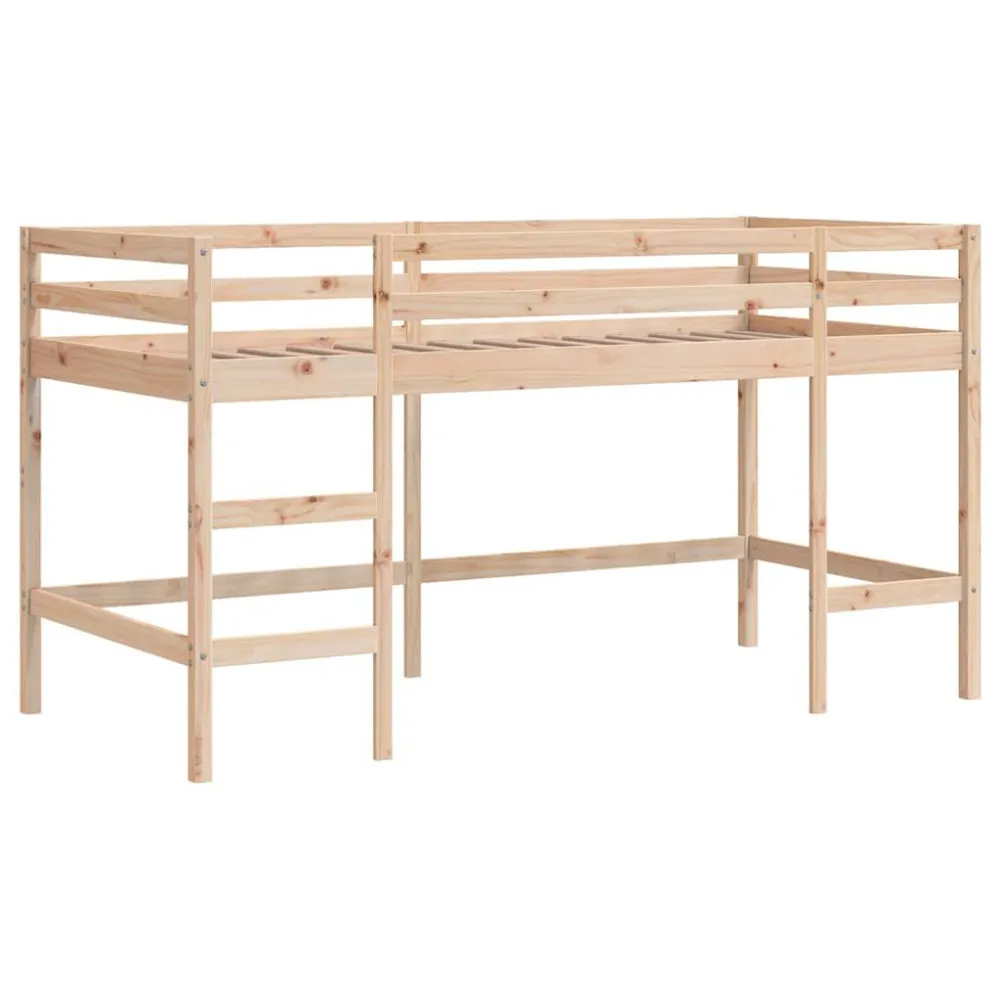 Kinderhoogslaper met ladder 90x190 cm massief grenenhout